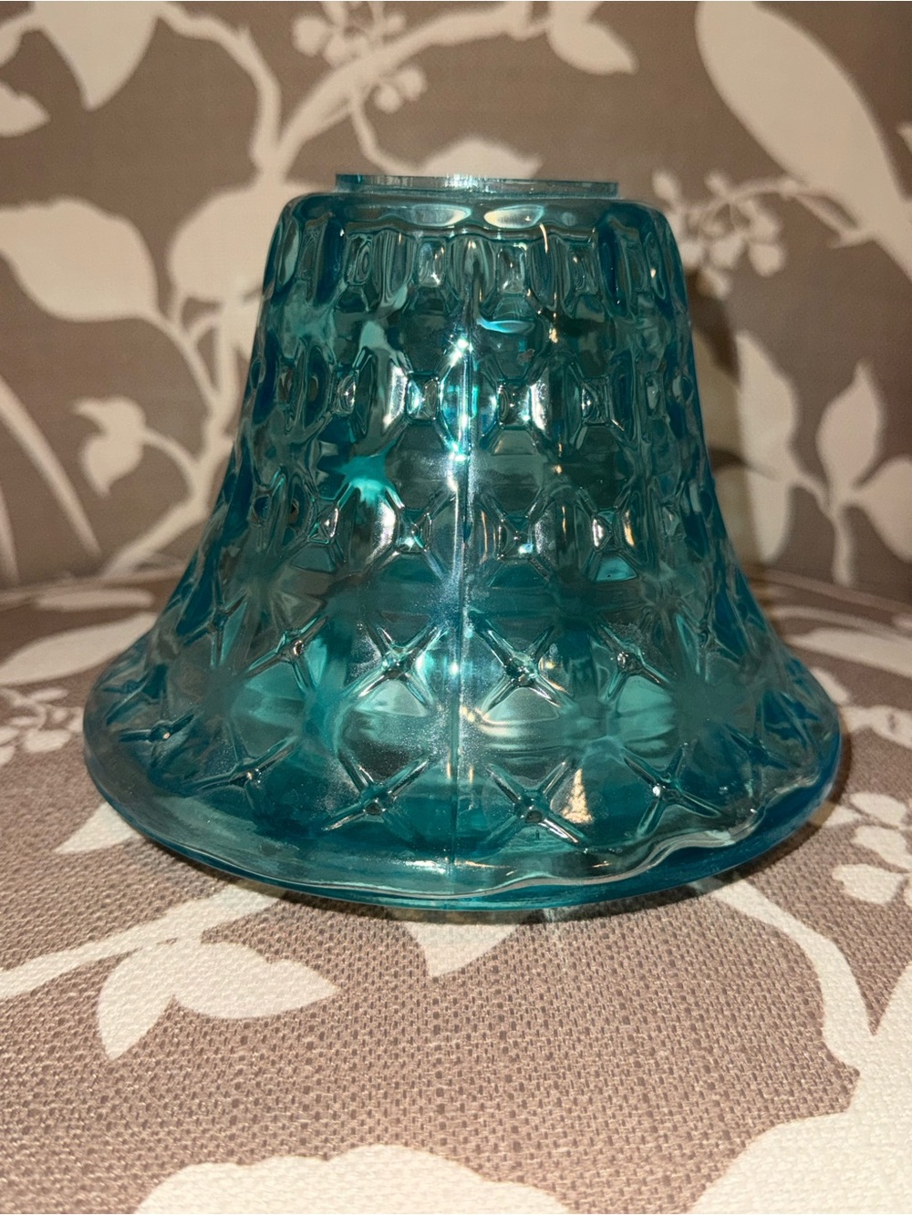 Vintage MCM Teal Starburst Glass Lamp Shade Atomic Mid Century